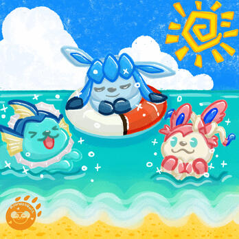 eeveelutions at the beach
