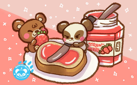 panda and bear with jam